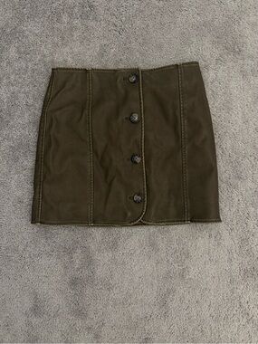 Blank NYC Olive Green Button-Front Mini Skirt